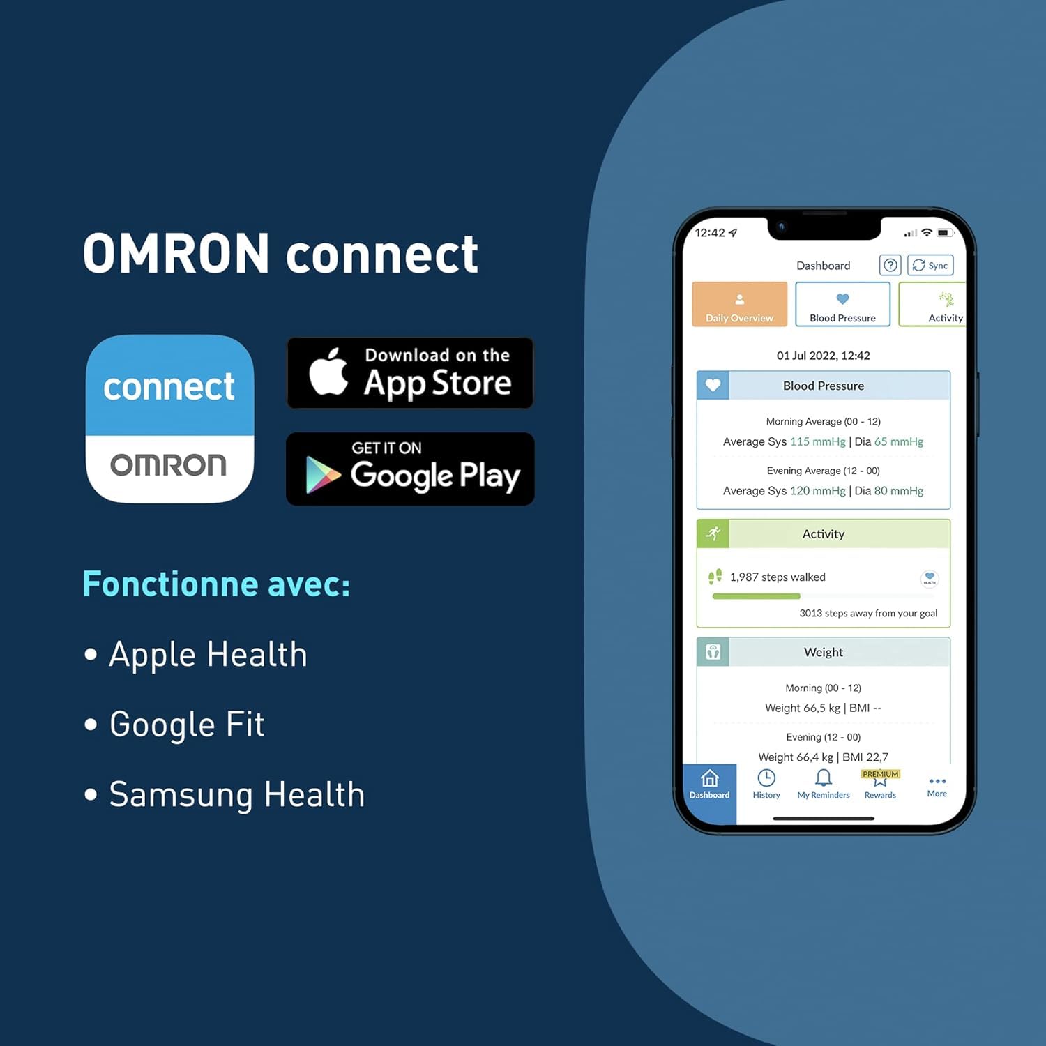 OMRON HN300T2 Intelli IT Pèse-personne connecté avec Bluetooth | Mesure le poids et l’IMC et synchronise les résultats avec l’application OMRON Connect pour suivre vos progrès.