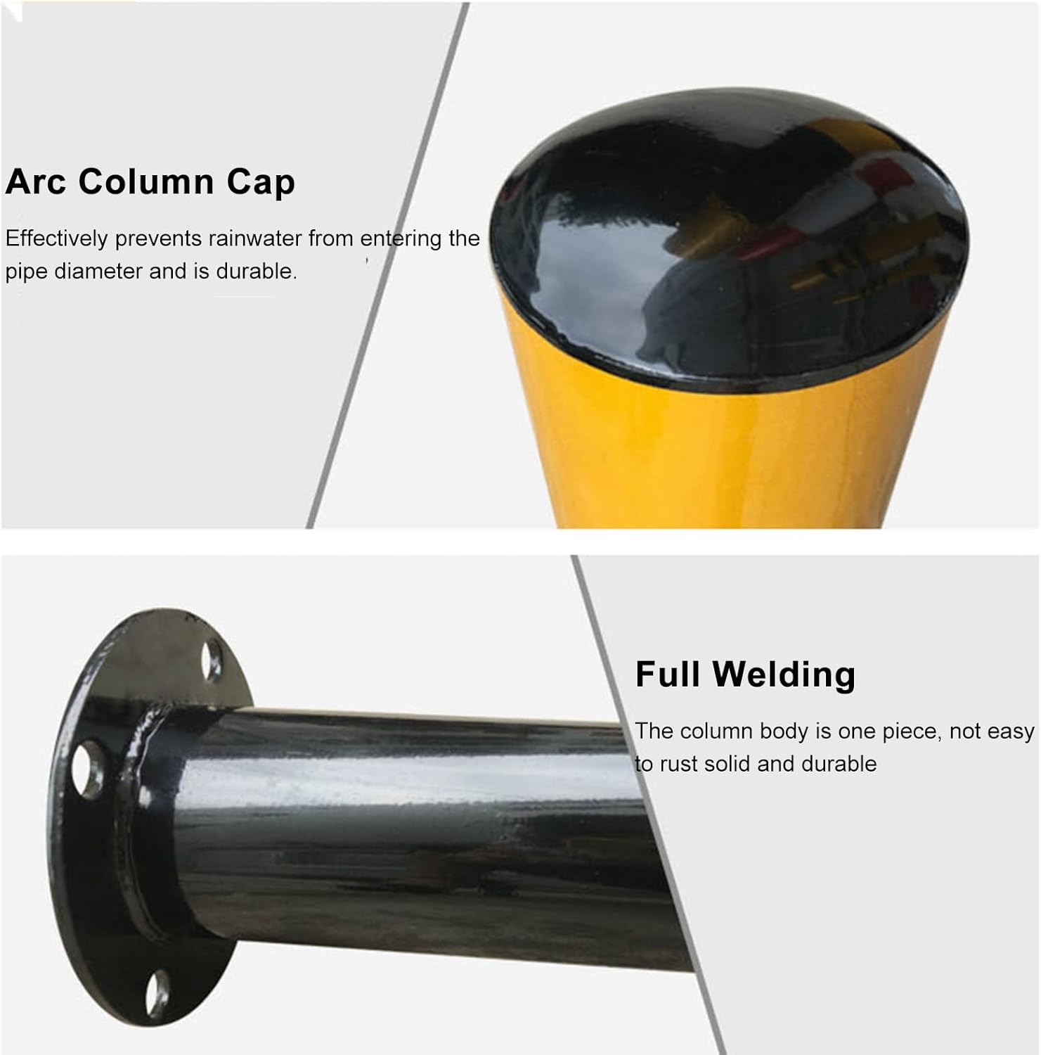 Safety Cones,Black and Yellow Safety Bollard,Iron Traffic Delineator Post with 4 Expansion Screws,Parking Barrier for Crowd Control/Construction Events