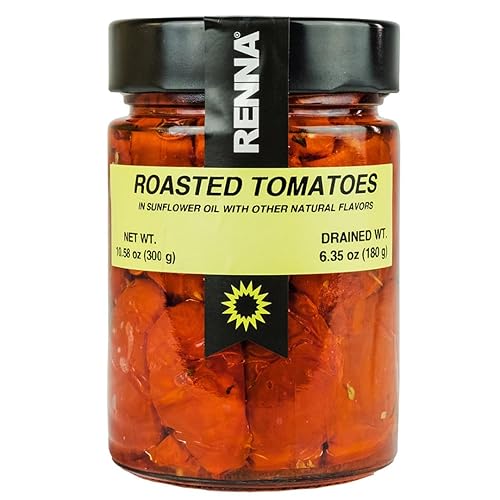 Renna, Tomates asados al fuego a la parrilla en conserva en aceite, 10.58 oz, Producto de Italia, Semisecados, Pomodori, Experimente los ricos
