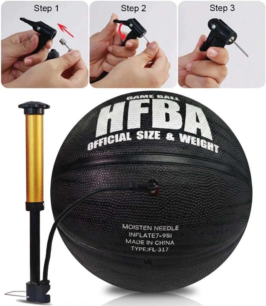 Rubber Basketball Size 7, Indoor Outdoor Basketball for Men Women Adult, High Bounce Training Basketball for Competitions and Recreational Play