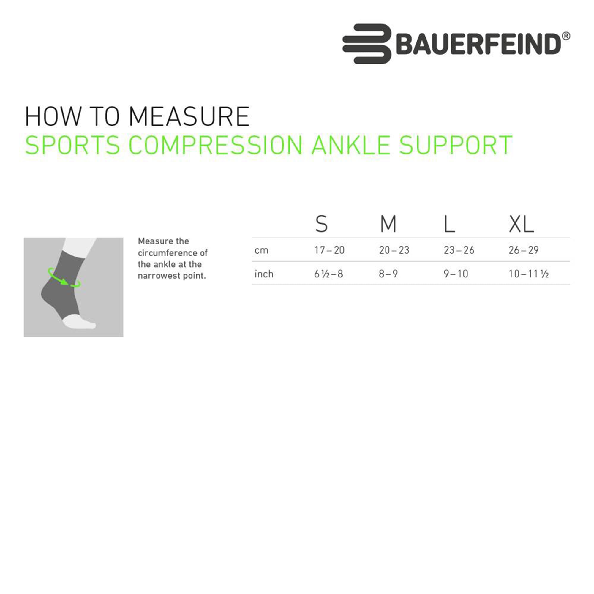 BAUERFEIND Sleeve für dein Sprunggelenk „Sports Compression Ankle Support“, 1 Unisex Sprunggelenkbandage mit Kompression, Knöchelschutz für Laufen, Fitness und Ballsportarten, Rechts & Links tragbar