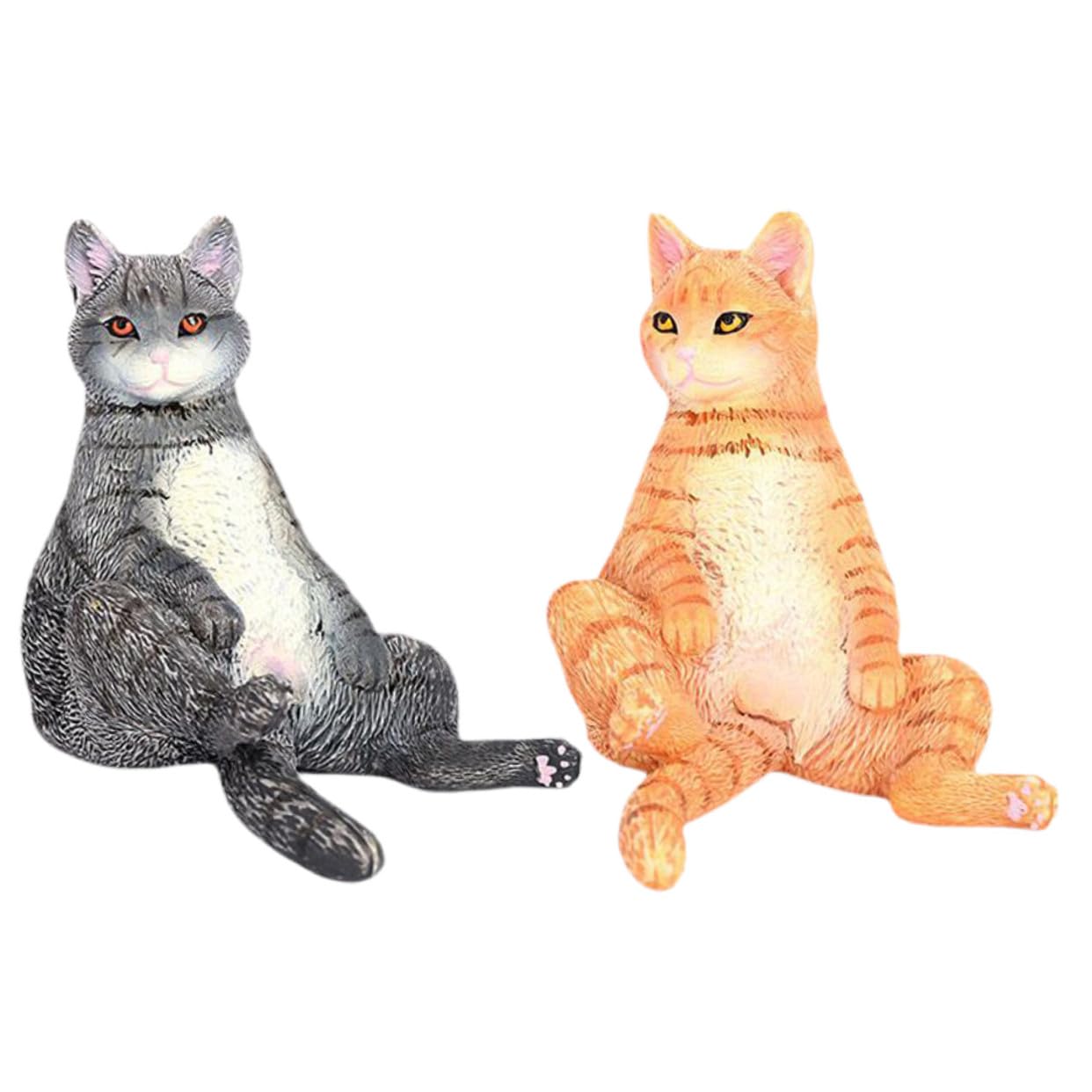 Figurines chat réalistes lot de 2 statuettes miniatures pour décor de maison - 8