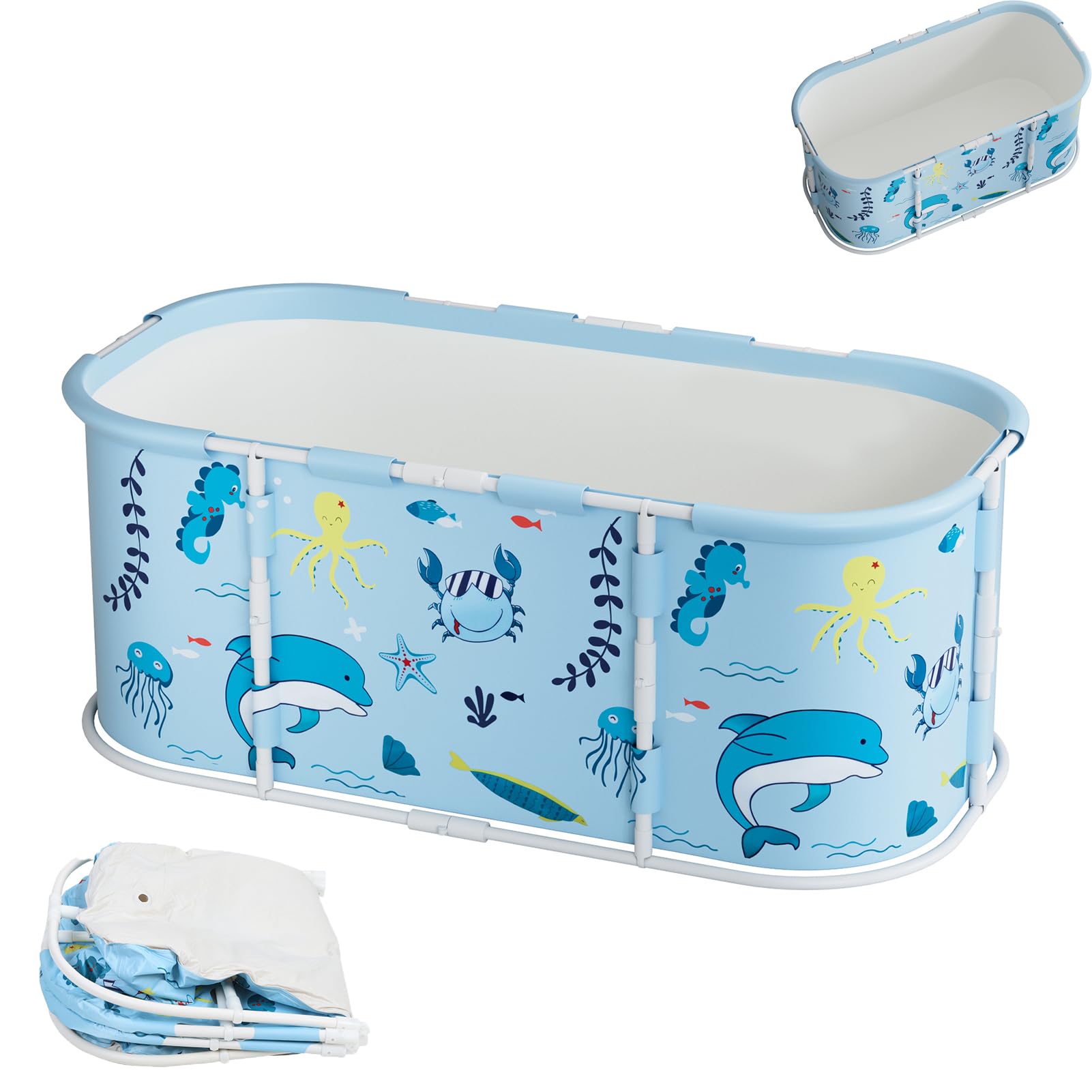 Yoakaiax Blue 43" Portable Bathtub Foldable Bathtub For Adults Portable Bathtubs For Shower Stall, Foldable Soaking Bathing Tub For Adults, Collapsible Bathtubs Adult, Ideal For Hot Bath Ice Bath