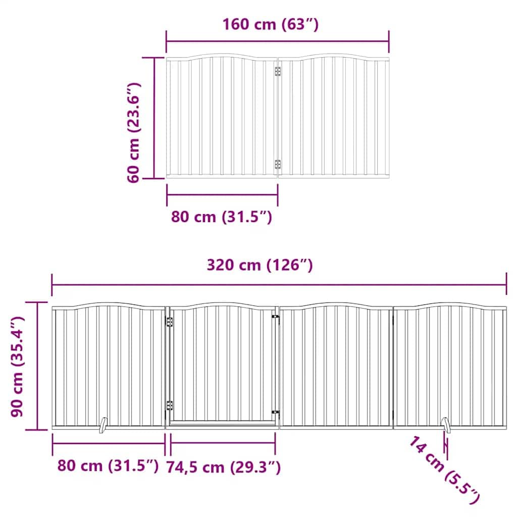vidaXL Puerta para Perros Plegable 12 Paneles Madera de álamo 960 cm