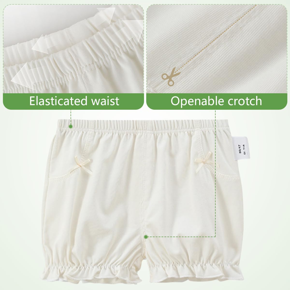 Lot de 2 Short Bloomer en Coton Bébé Fille Couvre-Couche Mignon à Volant Nouveau-Né Culotte sous-vêtements Souple Confortable Pantalon Court Respirant pour Tout-Petits Enfant 6 Mois-5 Ans