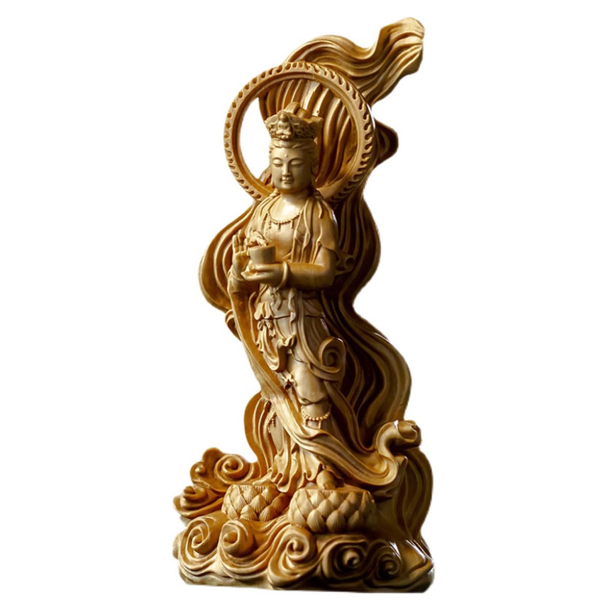 Amazon｜dsdsad 木彫り 聖観音菩薩立像 16cm 木製木像 仏教美術品