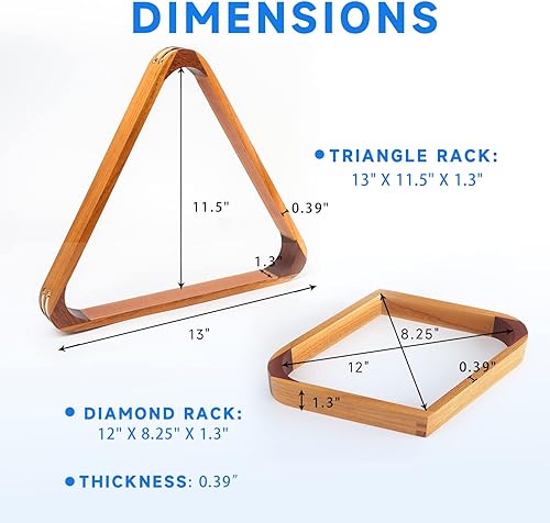 Miniatura 3 de GSE Solid Wood Billiard 8-Ball Triangle & 9-Ball Diamond Pool Ball Racks with 2-14" Standard Pool Balls, Billiard Balls and Racks Set, Pool Table