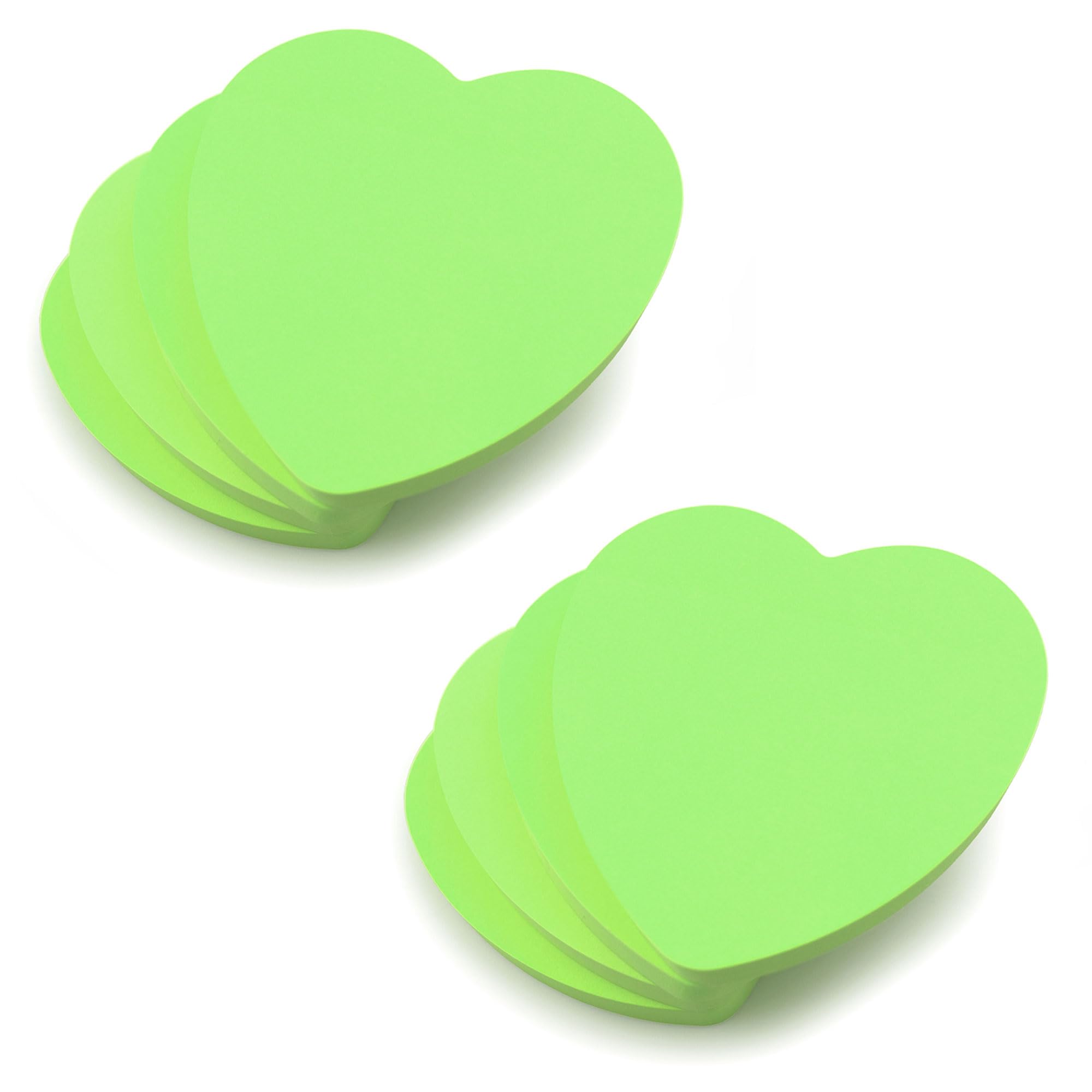 Evergreen Goods 8 Pads Heart Shaped Sticky Notes Neon Green Colour 100 Sheets per Pad 3"x3" Removable Adhesive Sticky Notes for Office School Home Valentines Gift St Patrick's Day for Couples