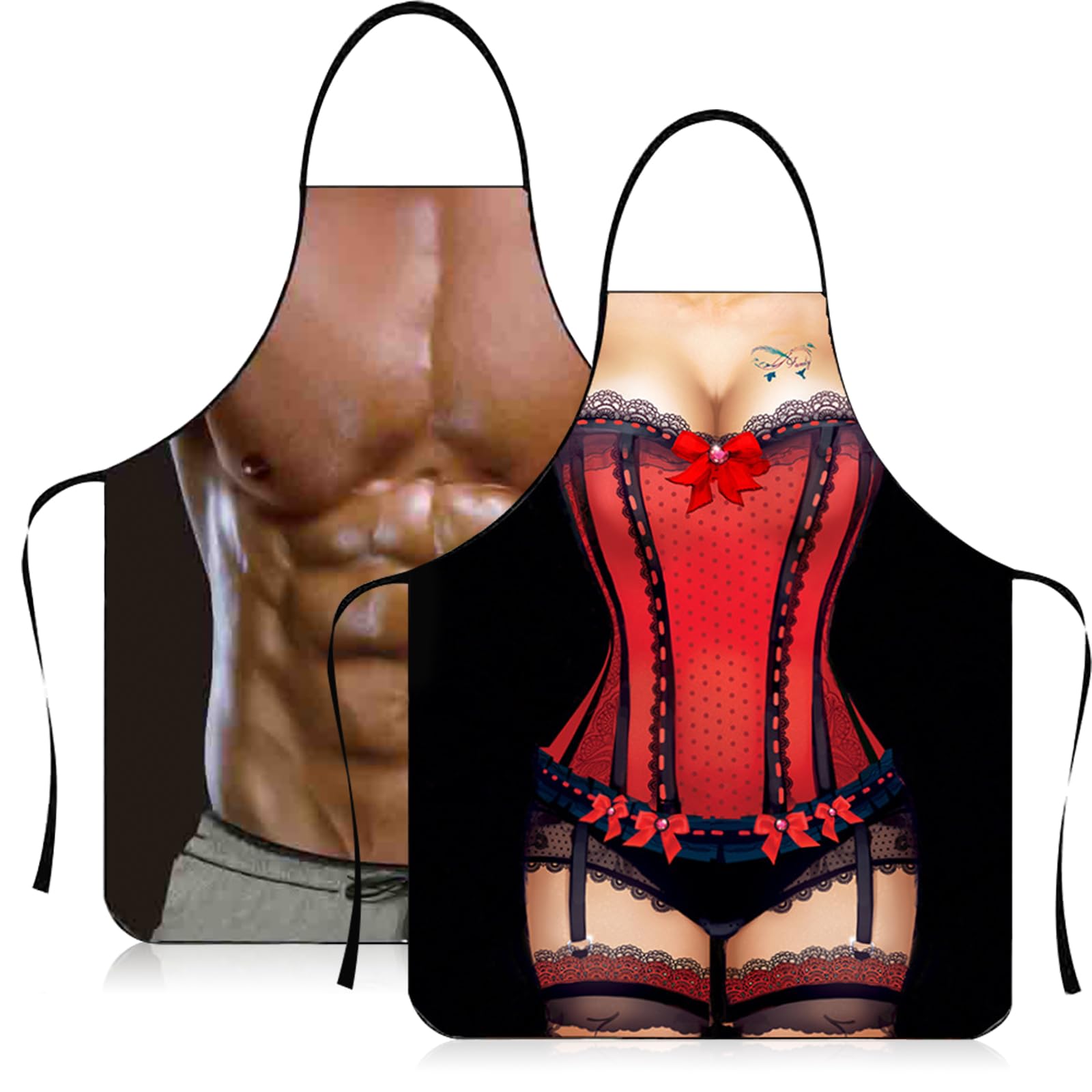 TIVUNORON 2 Pcs Sexy Delantal Creativo Divertido Delantal de Cocina Delantal Barbacoa Hombre Sexy Delantal de Cocina Divertido Ropa de Fiesta Regalos de Barbacoa para Hombres Damas