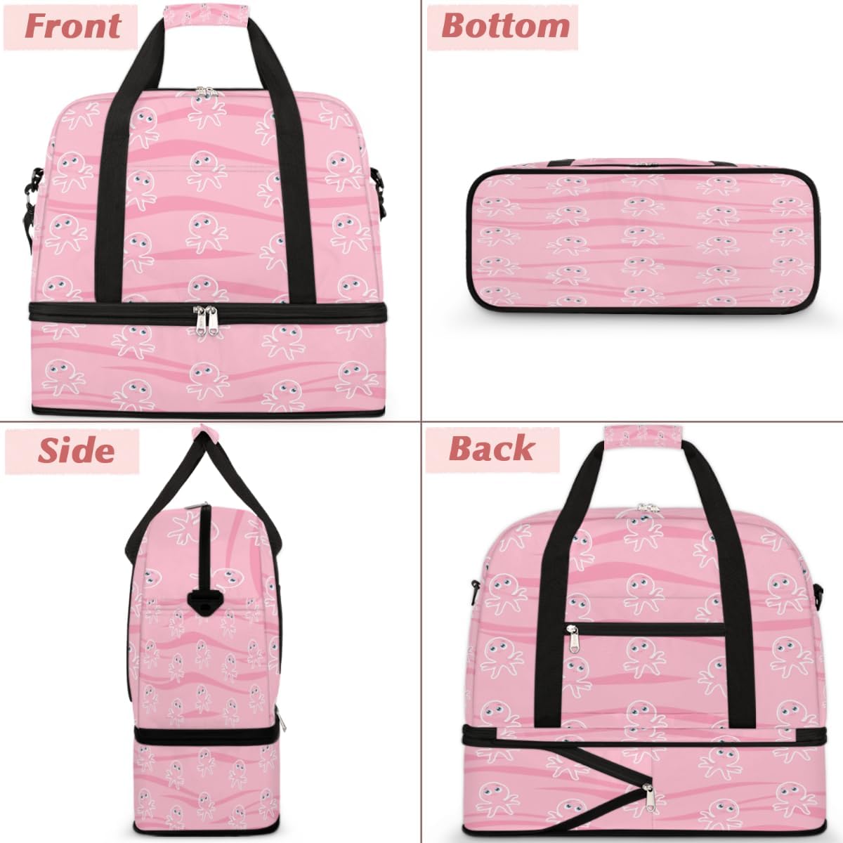 QsirBC Animal Octopuses Pattern Gym Bag for Women Duffle Tote with Shoes Compartment Men Weekender Duffel for Dance Travel Sports Swimming Overnight