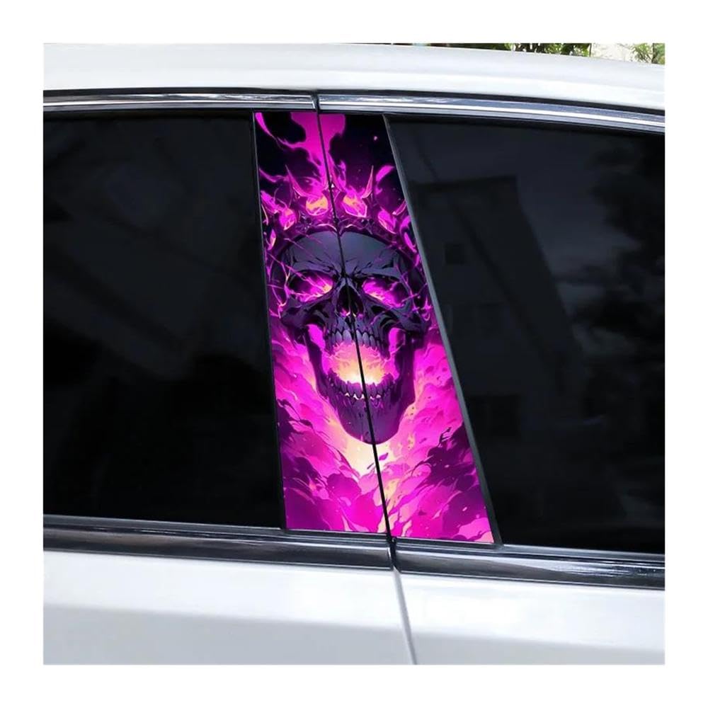 Body Parts 2pcs Car B-Pillar Decals Magic Skull PVC Auto Center Pillar Waterproof Sticker(B)