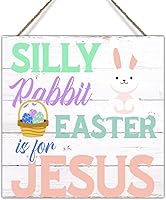 Vista 10 de Letrero decorativo de pared con texto en inglés «Happy Easter» con citas de Pascua, letrero para colgar en la pared con texto en inglés «Happy