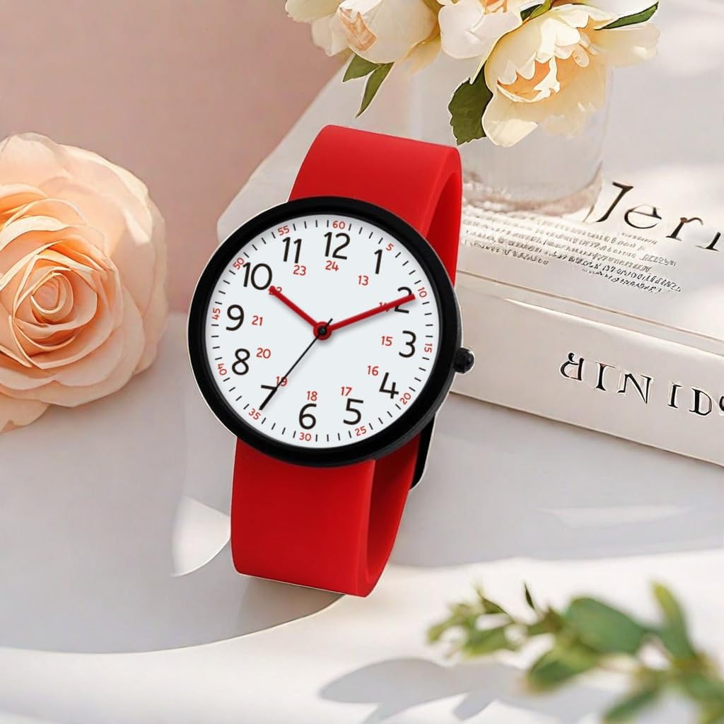 NUOVO Men's Silicone Sports Watch - Red, Black Face, Waterproof