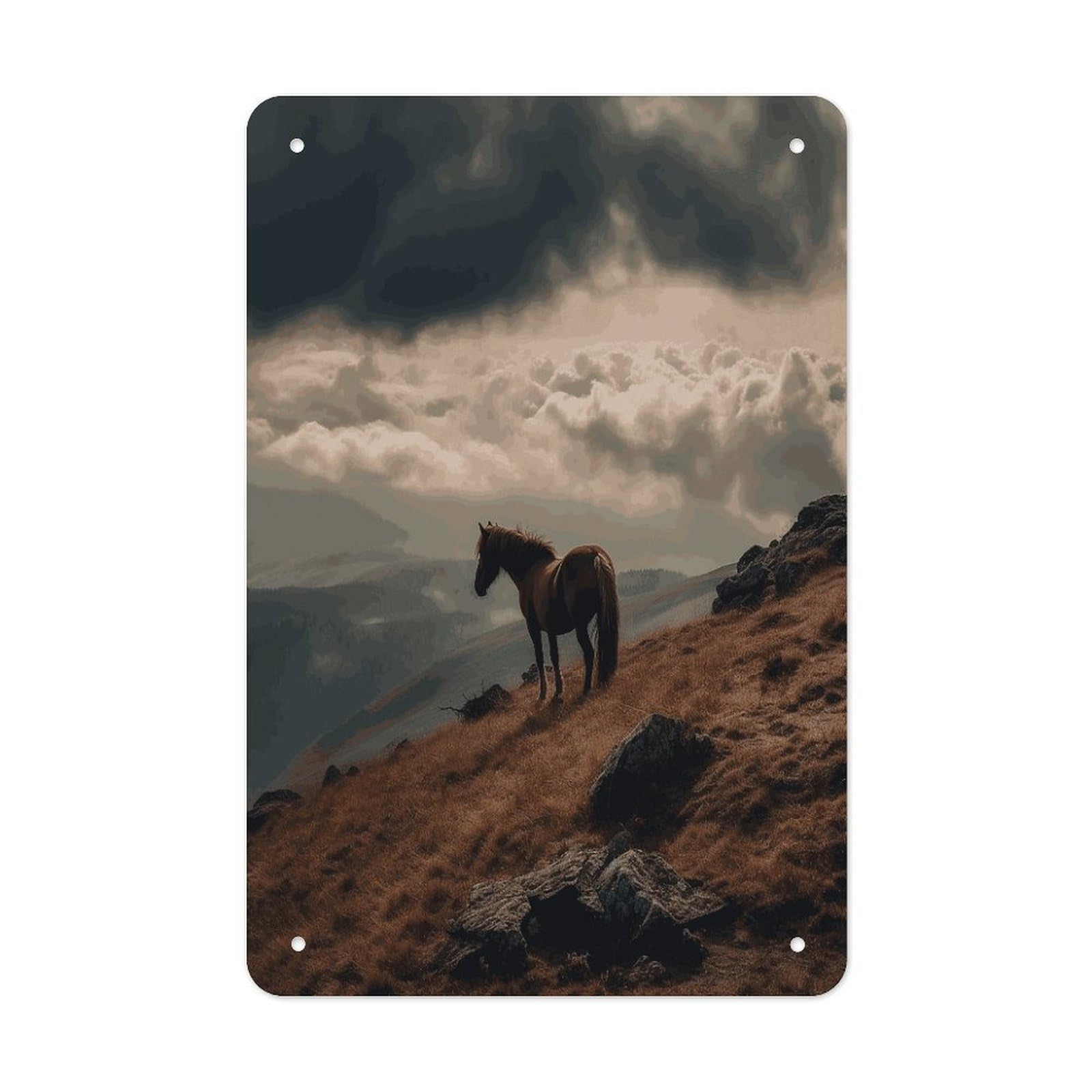 Btcowzrv Style Horse Grazing On The Mountain Metal Tin Sign Wall Decor Hanging Plaque