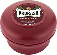 Proraso Shaving Soap for Coarse Beards in a Bowl, 150ml, Nourishing and Moisturising Shaving Soap For Men with Sandalwood and Shea Butter, Made in Italy, Red