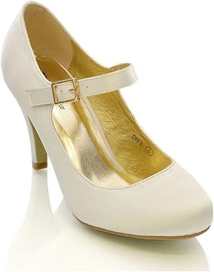 Womens Bridal Stiletto White Ivory Satin Ladies Heels Wedding Bridesmaid Court Shoes Size 3 4 5 6 7 8