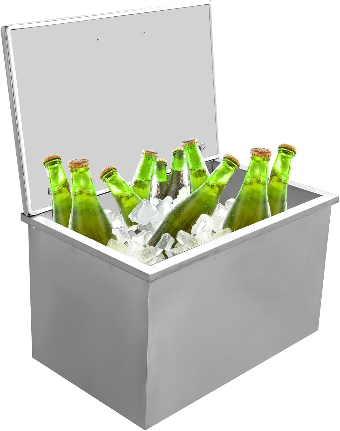 Drop in Ice Chest, Outdoor Kitchen/Patio Ice Bar with Hinged Locking Cover & Drain Plug for Wine, Beer, and Beverages