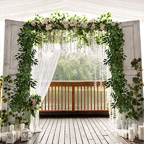 Fake Greenery Garlands Artificial Silver Dollar Eucalyptus Garland In Grey Green And Willow Twigs Garland Intertwined Together For Rustic Wedding Arch Swag Doorways Table Runner Decoration #TOP6