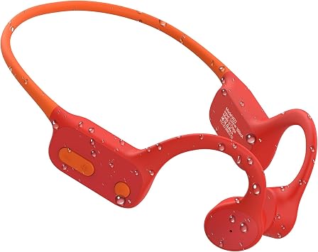 Tayogo Swimming Headphones, Bone Conduction Open-Ear Headphones for Swimming, 32GB MP3 Player & Bluetooth 5.4, Underwater Swimming Headphones, Earbuds Underwater for Running Cycling Workout RED