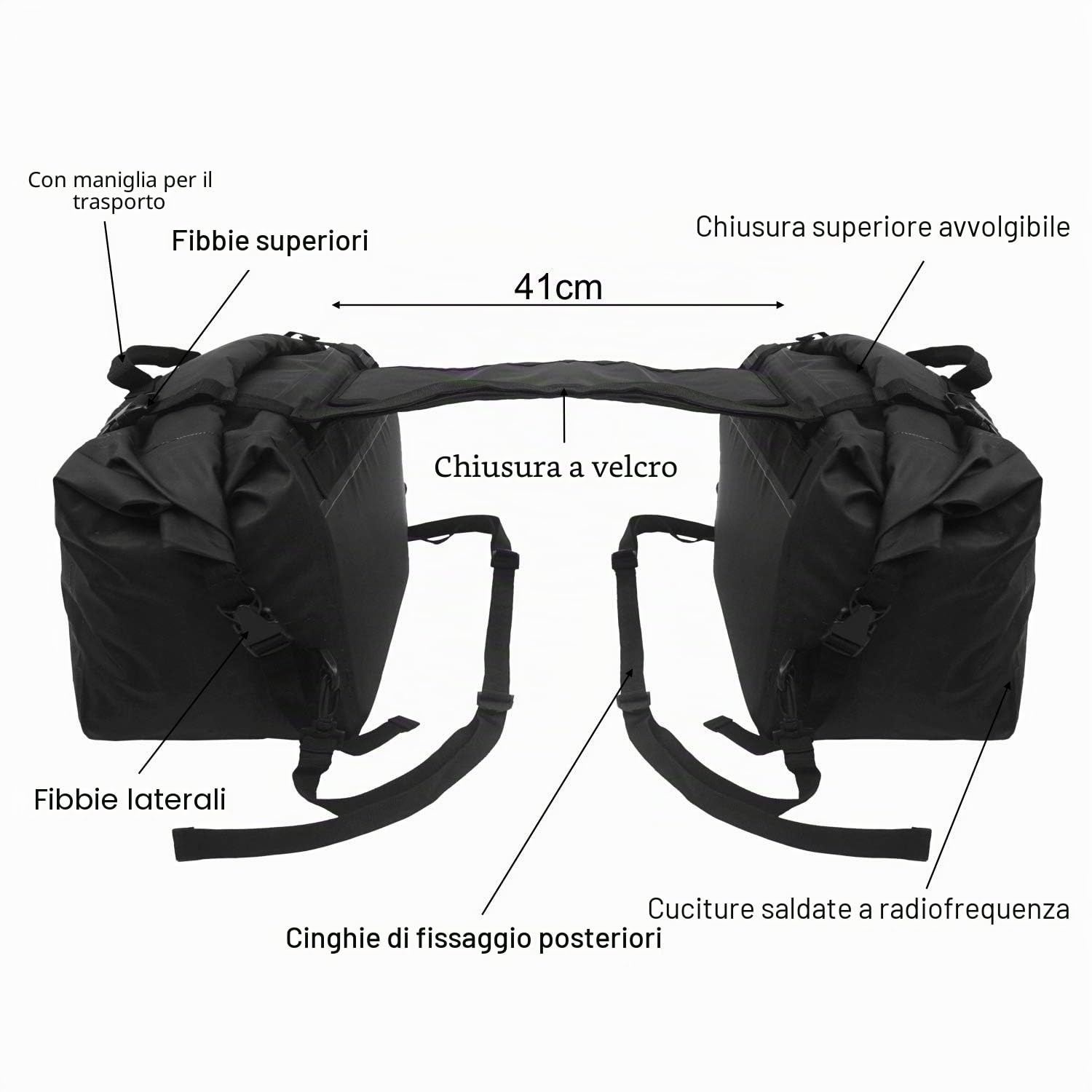 Lomo - Borse laterali impermeabili per moto, morbide (1 paio)