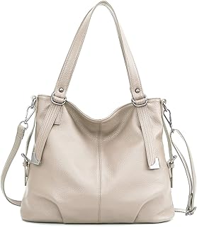 zency Genuine Leather Handbag Hobo Women BEIGE