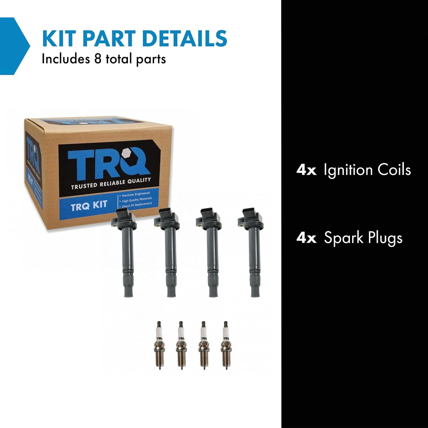 TRQ Ignition Kit Ignition Coil Spark Plugs Compatible with 2005-2011 Lotus Elise 2006-2010 Exige 2003-2006 Pontiac Vibe 2000-2005 Toyota Celica 2005-2006 Corolla Matrix