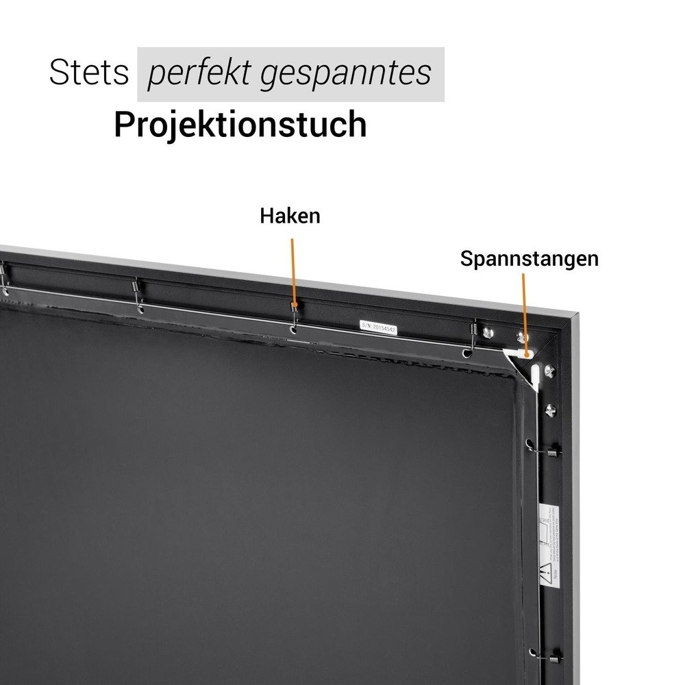 celexon HomeCinema Rahmen-Leinwand 70" | 160x90 cm 16:9 | langlebige 4K, Full-HD Beamer-Projektions-Leinwand mit top Planlage für Ihr Büro oder Heimkino | Aluminium-Frame zur Wandmontage