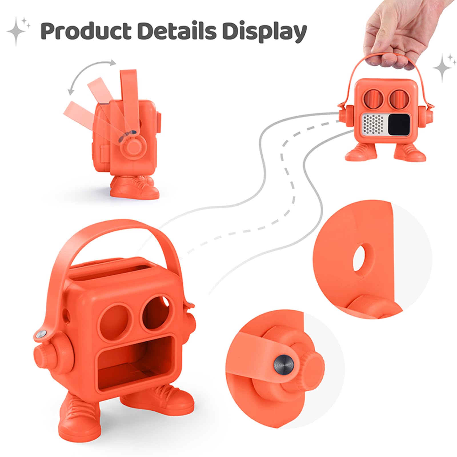 Coque rigide compatible avec Yoto Mini Player, étui de protection en plastique pour mini haut-parleur audio et cartes Auido (Orange)