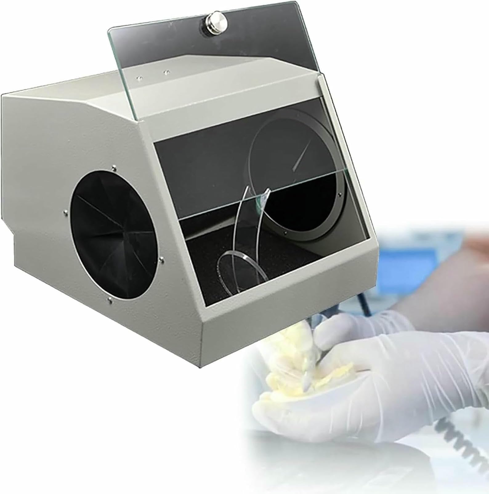 Armadietto antipolvere da laboratorio odontoiatrico con luce LED e filtrazione dell'aria, previene la fuoriuscita della polvere per un ambiente di lavoro più sano, ideale per dentisti