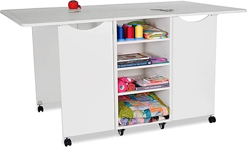 Arrow Sewing Sewing Furniture Kookaburra Cutting Table, Model K3451, Cutting, Quilting, Art and Crafting Table with Storage, Ash White Finish