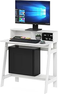 Furinno Semplicistico Una scrivania per Computer con Telaio, Legno ingegnerizzato, Bianco, 45.47 D x 80.26 W x 90.42 H cm