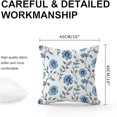 Miniatura 3 de Mughal - Funda de almohada de flor en monzón, diseño de loto azul, funda de cojín moderna, decorativa, decoración del hogar para sofá, cama,