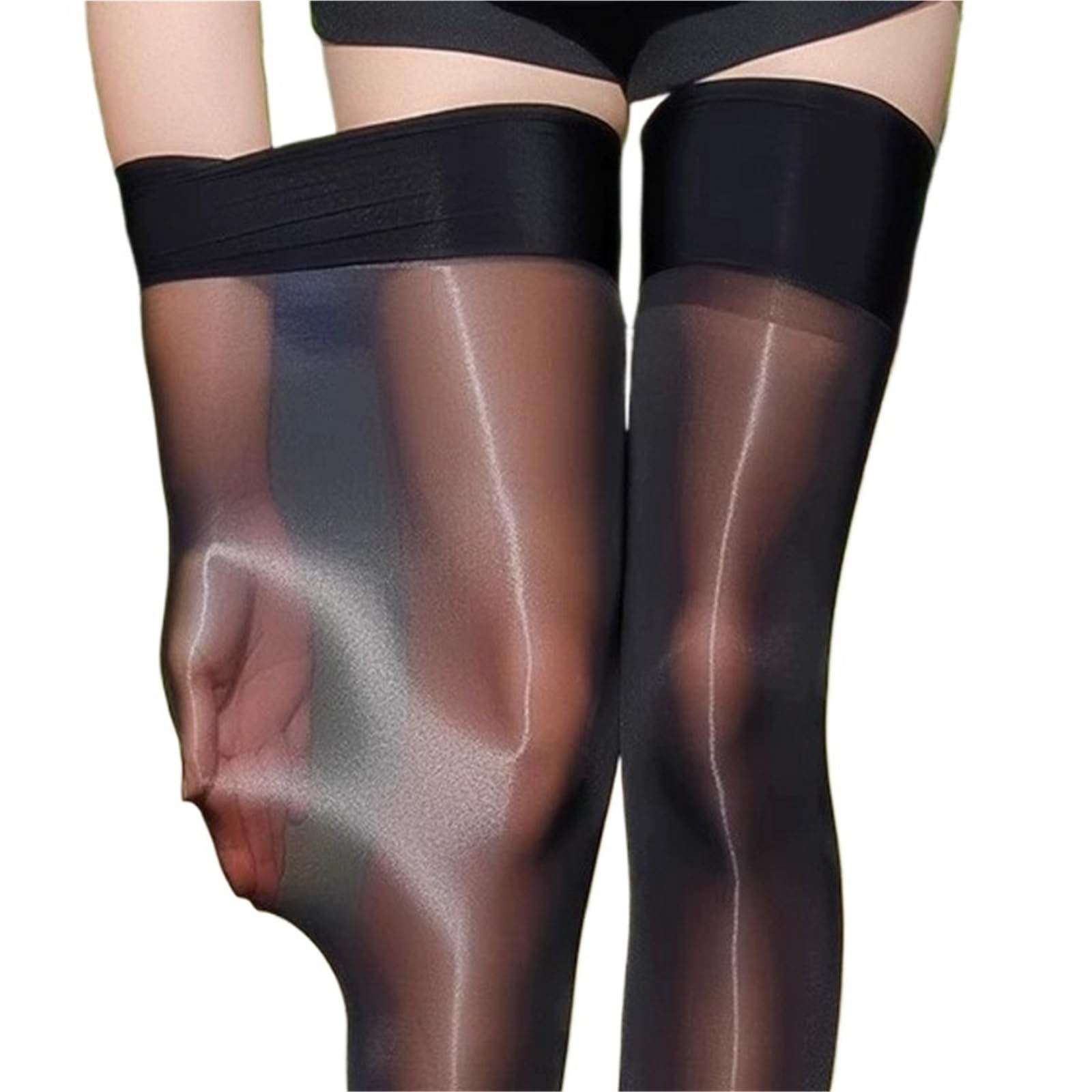 Luysgbxr Women's Black Tight High Stocking Summer Stockings Smooth Silky Touch Knee High Stockings Over Knee Compression Socks(Black)