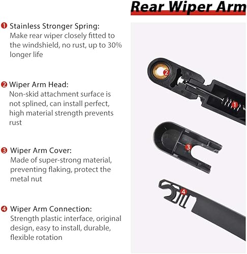 Vista 3 de Reemplazo de la cuchilla del brazo del limpiaparabrisas trasero para Jeep Grand Cherokee 2014 2015 2016 2017 2018 2019 2020 2021 2022 OE: 68197131AA