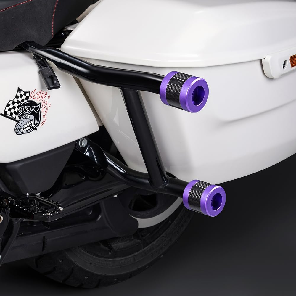 Advanblack Protek Rear Performance Crash Bar Saddlebags Guards Compatible with 2014-2026 Harley Touring Street Glide Road Glide (Purple CNC w/Carbon Inlay)