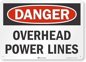 "Danger - Overhead Power Lines" Sign By SmartSign | 10" x 14" 3M Reflective Aluminum