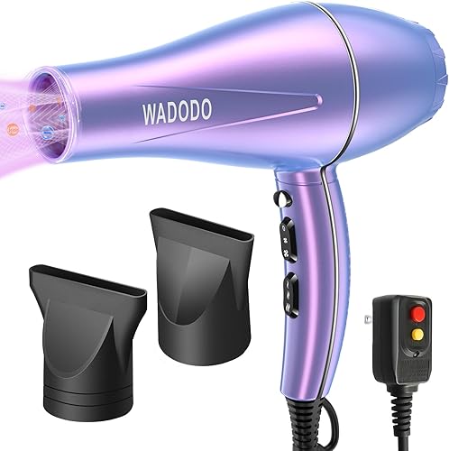 WADODO Secador de pelo iónico, secador profesional de 2200 W, secado rápido, secador de pelo de viaje, motor de CA, temperatura constante, secador