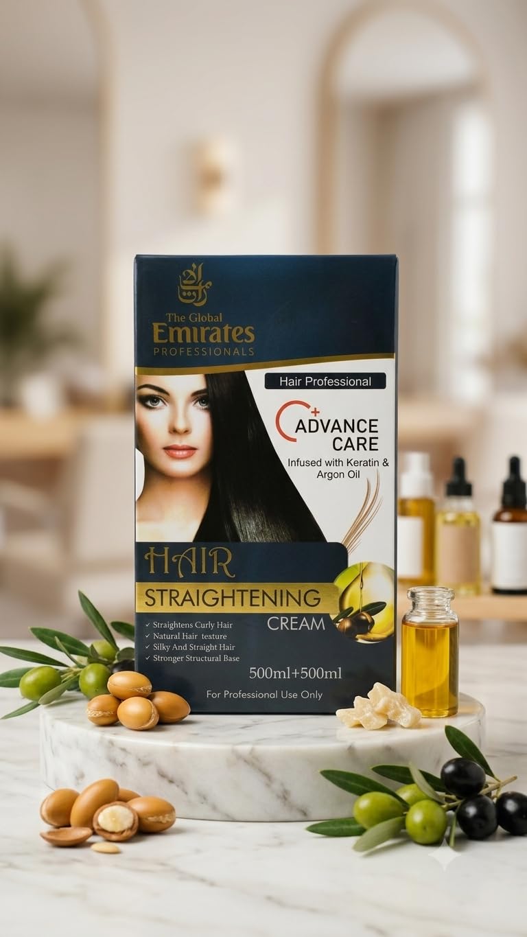 Global Emirates Hair Straightening Cream with Keratin & Argan Oil | Keratin & Argan Oil, Frizz-Free Formula, Lasts up to 3 Months, Salon-Quality Finish, For Curly Hair-picture-18