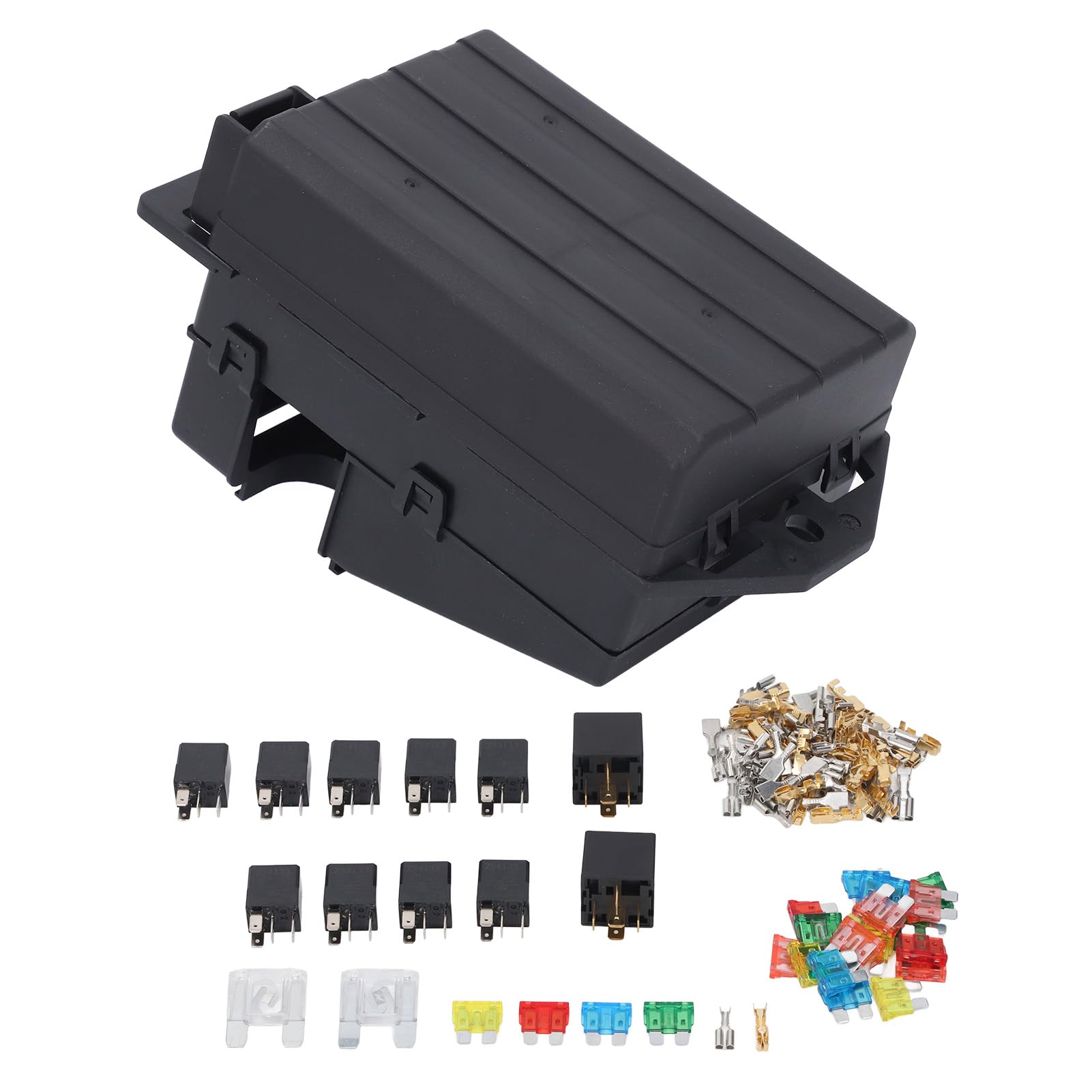 Scatola relè fusibile SustVita Blade 12V con fusibile ATO 24 ATC e 11 relè, scatola fusibile relè automobilistico a 4 e 5 pin per applicazioni marine, automobili e camion