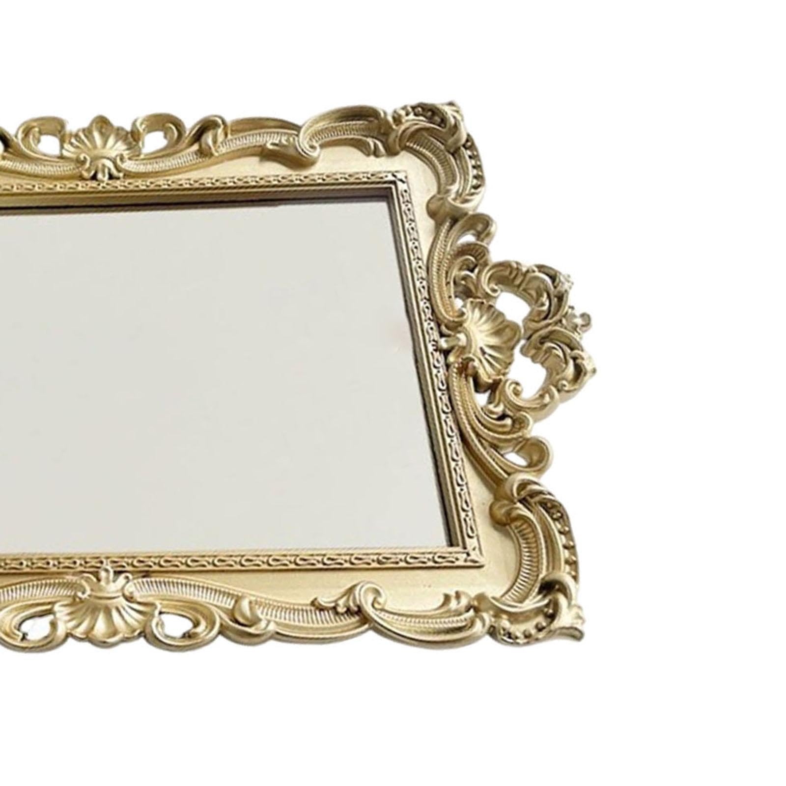 Decorative Mirror Tray Table Decoration Cosmetic Mirror Golden Makeup Mirror | Home & Garden | Kitchen, Dining & Bar | Dinnerware & Serving Dishes | Trays-image-6