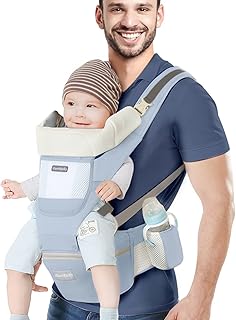 Baby Carrier, Ergonomic Baby Wraps Carrier with Waist Stool - Infant Sling - Baby Holder, 360 Degree Front and Back Hip Seat Baby Carrier for Newborn to Toddler & Children to 67 lbs,Blue