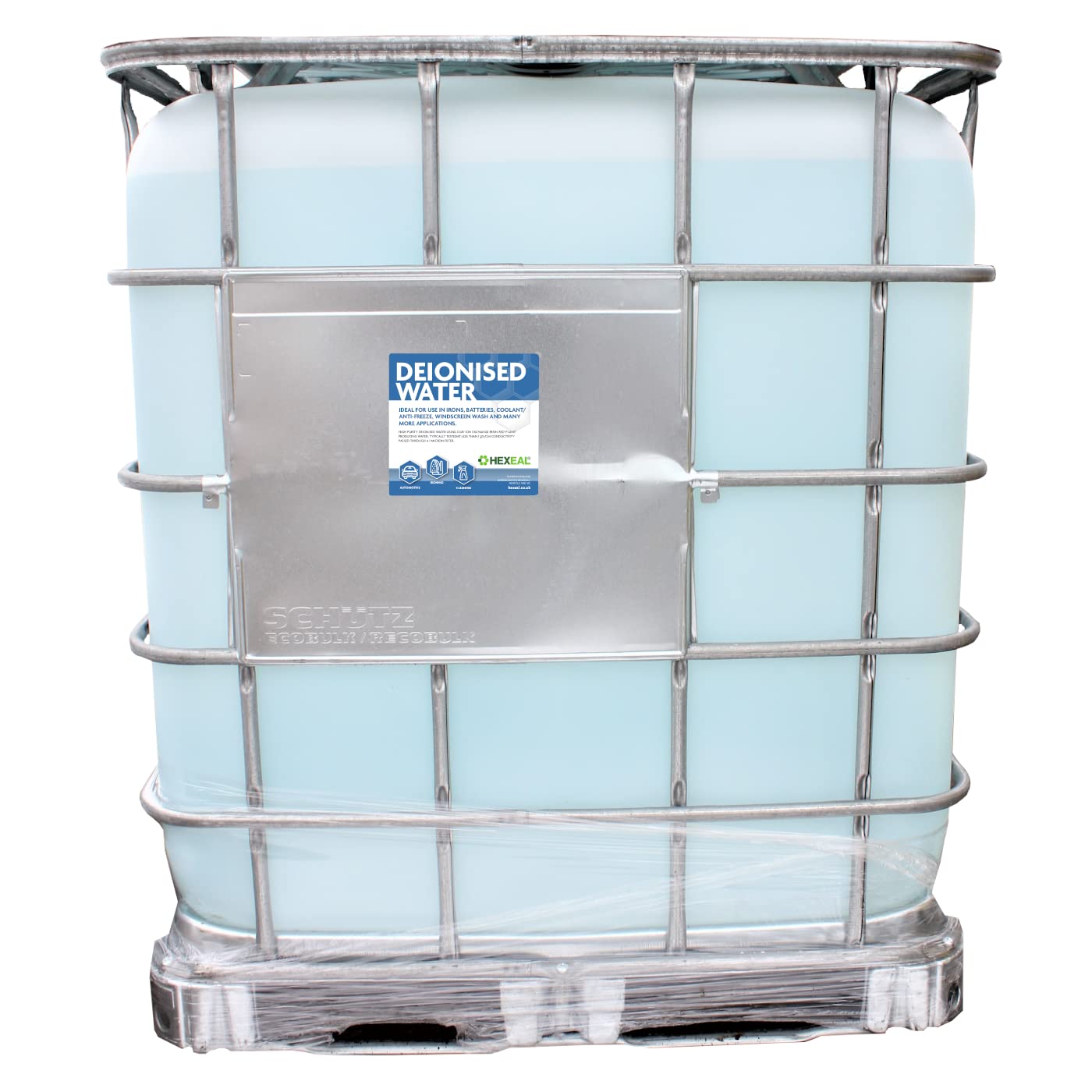 Hexeal Deionised Water 1000L 1000L IBC of Deionised Water for Steam Irons, Car Batteries