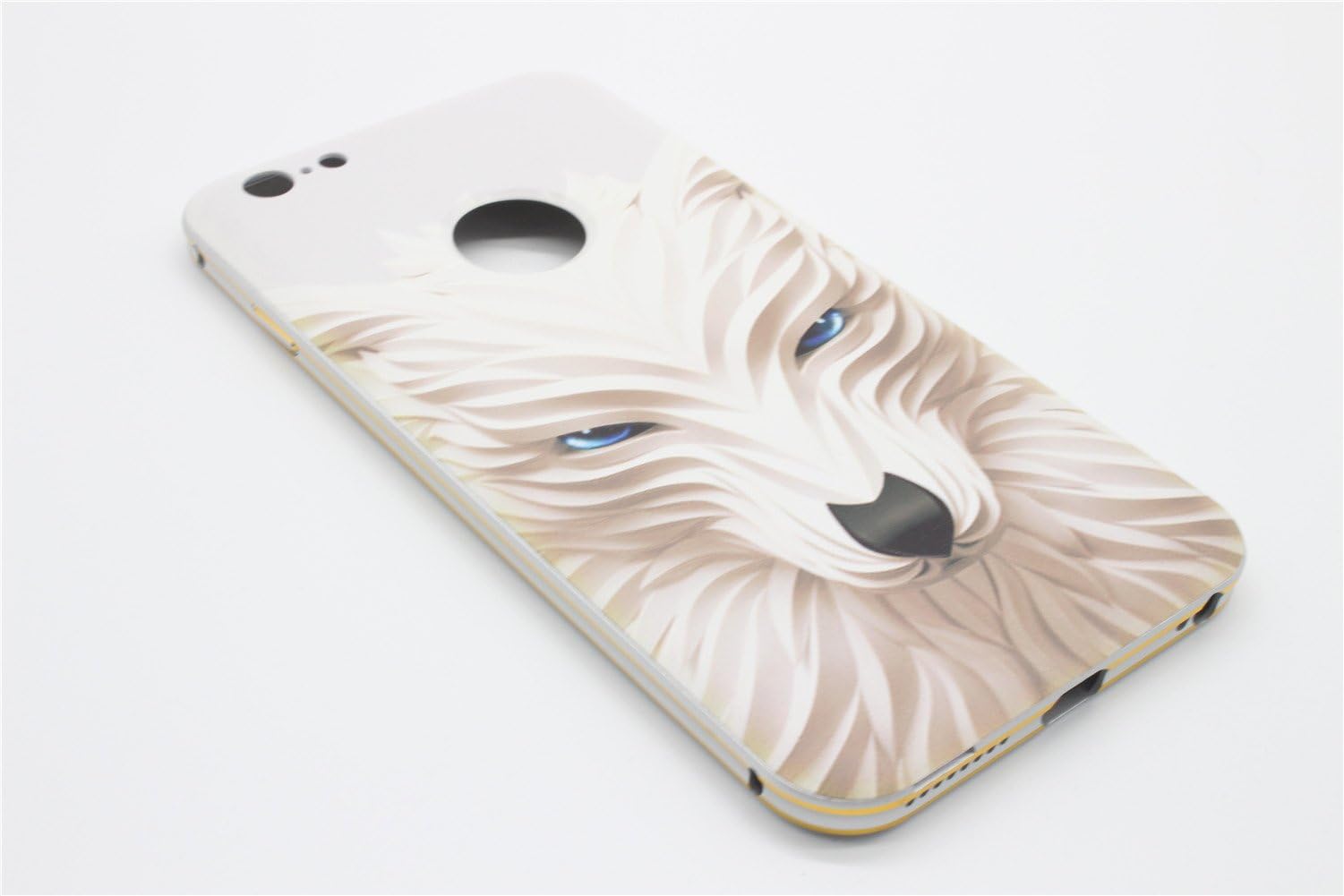 AKSAS Metal Aluminum Curve Bumper Case for iPhone 6 Plue/6S Plus With 3D Relief Painted PC Back Cover (Wolf/Silver)