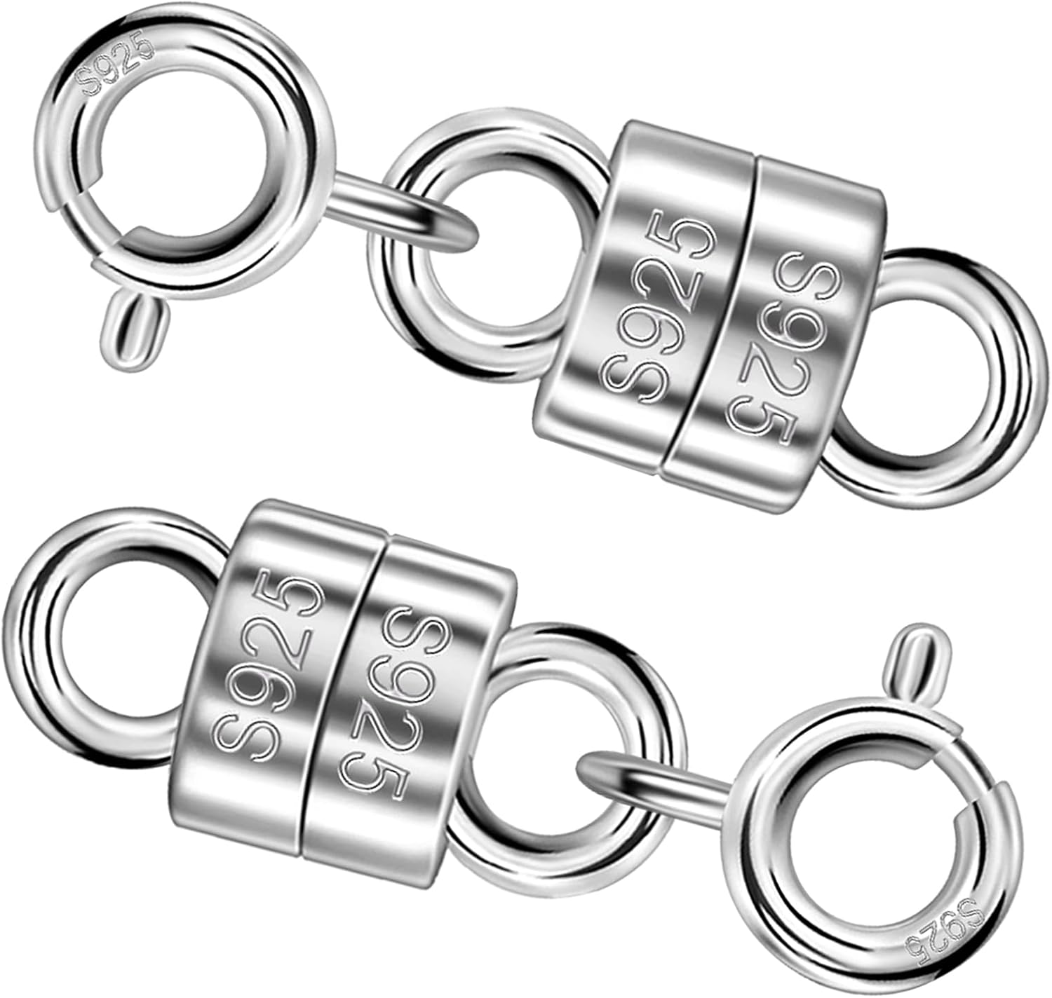 Serundo Auto 925 Sterling Silver Magnetic Necklace Clasps and Closures Min Magnetic Clasps for Necklaces Bracelets Chain Extender Connector for Jewelry Making Necklace 2Pack