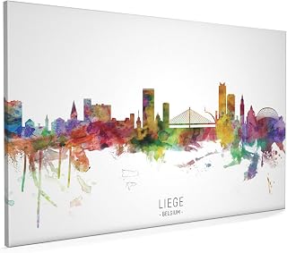 Liege Belgium Skyline Box Canvas Print with City Name -6723