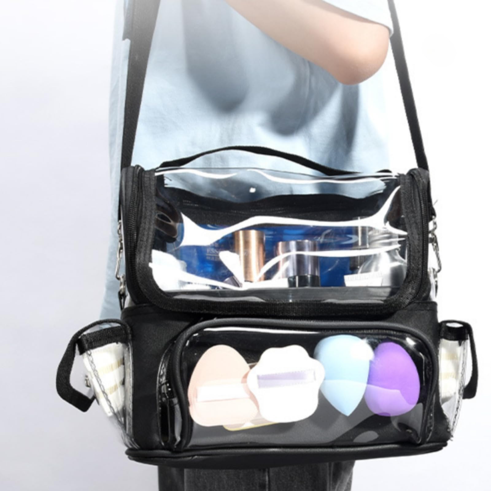 Neceser con Correa Impermeable Bolsa Maquillaje con Divisores Portátil Bolsa Maquillaje para Viajes, Tocador, Gimnasio