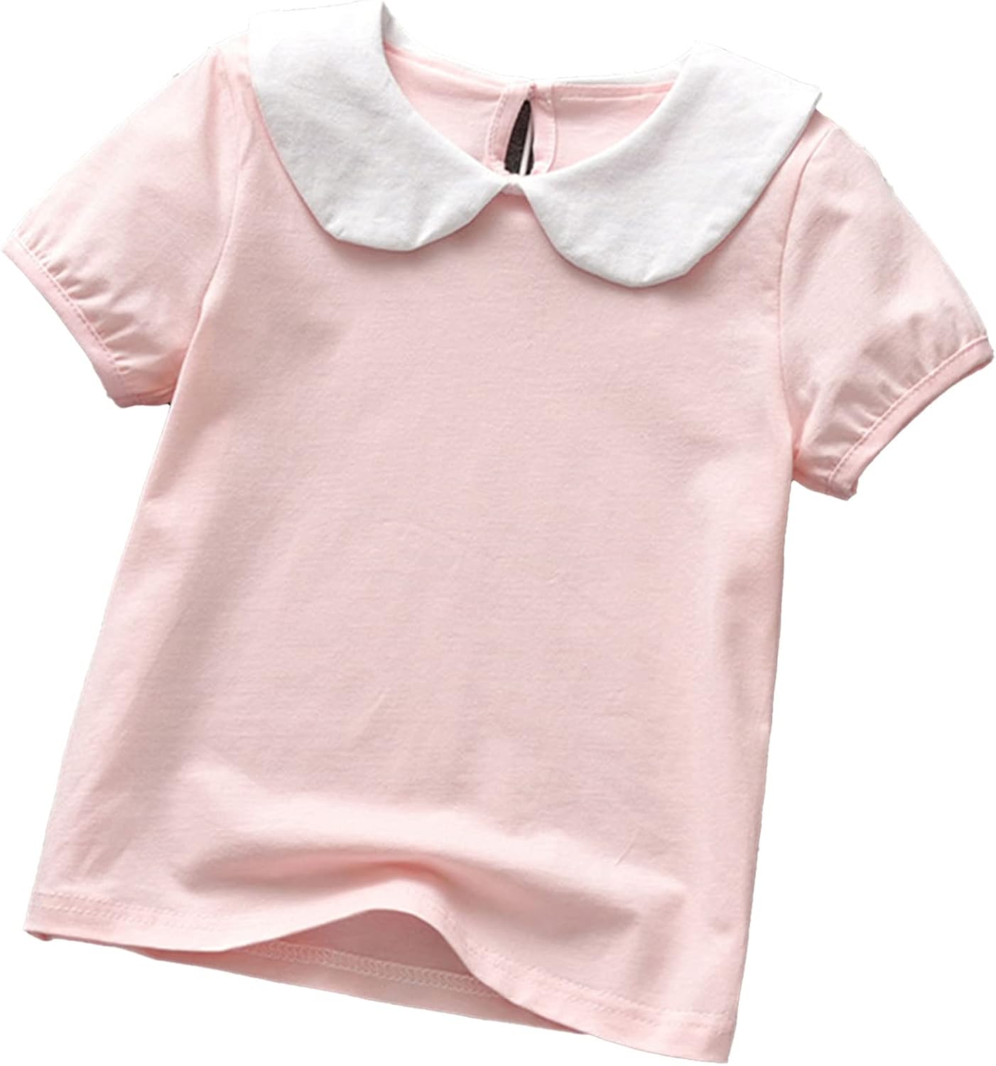 Alvivi Toddler Baby Girls Short Sleeve Doll Collar Shirt Blouse Clothes Basic Plain Tee Tops