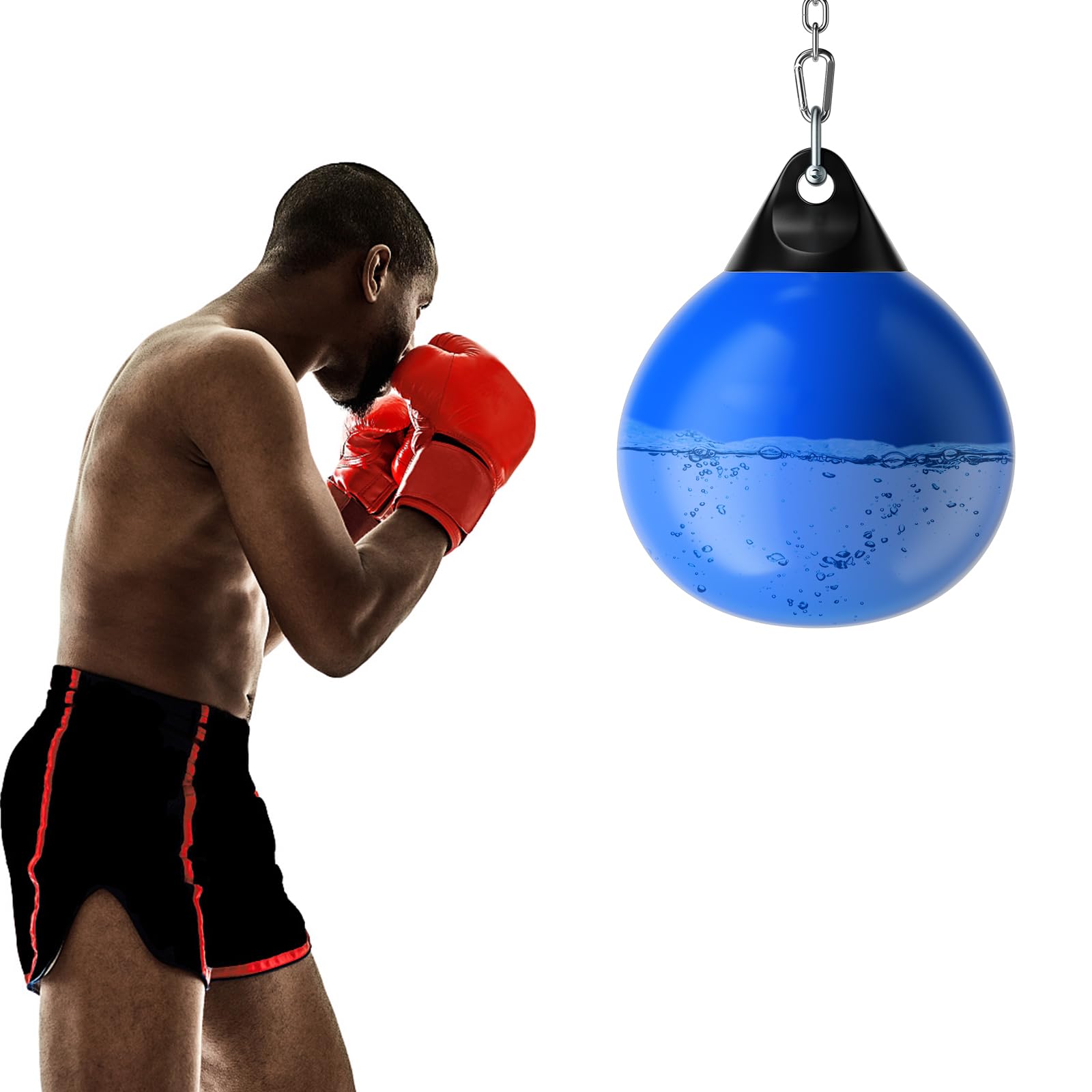 COSTWAY Sacco da Boxe per Bambini ed Adulti 50 kg, Sacco da Boxe ad Acqua con Catena Metallica Regolabile, Ganci, Fibbie di Assicurazione e Tubo dell’Acqua