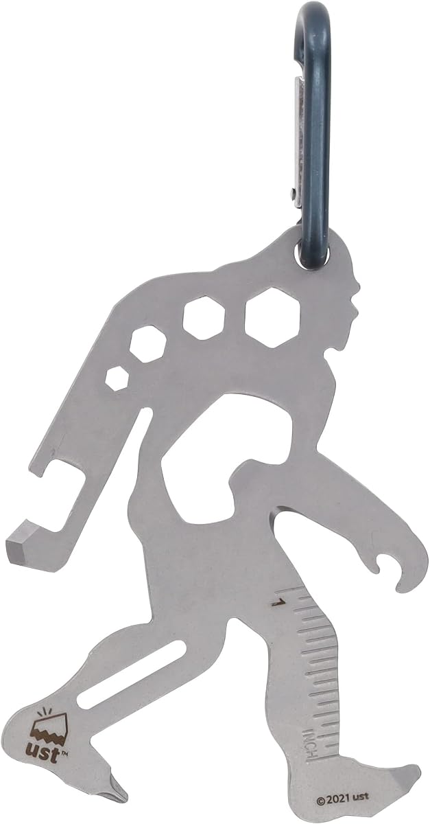 Mosquetones multiherramienta UST Tool-a-Long con construcción duradera y compacta de acero inoxidable para senderismo, kayak, camping, viajes y supervivencia al aire libre