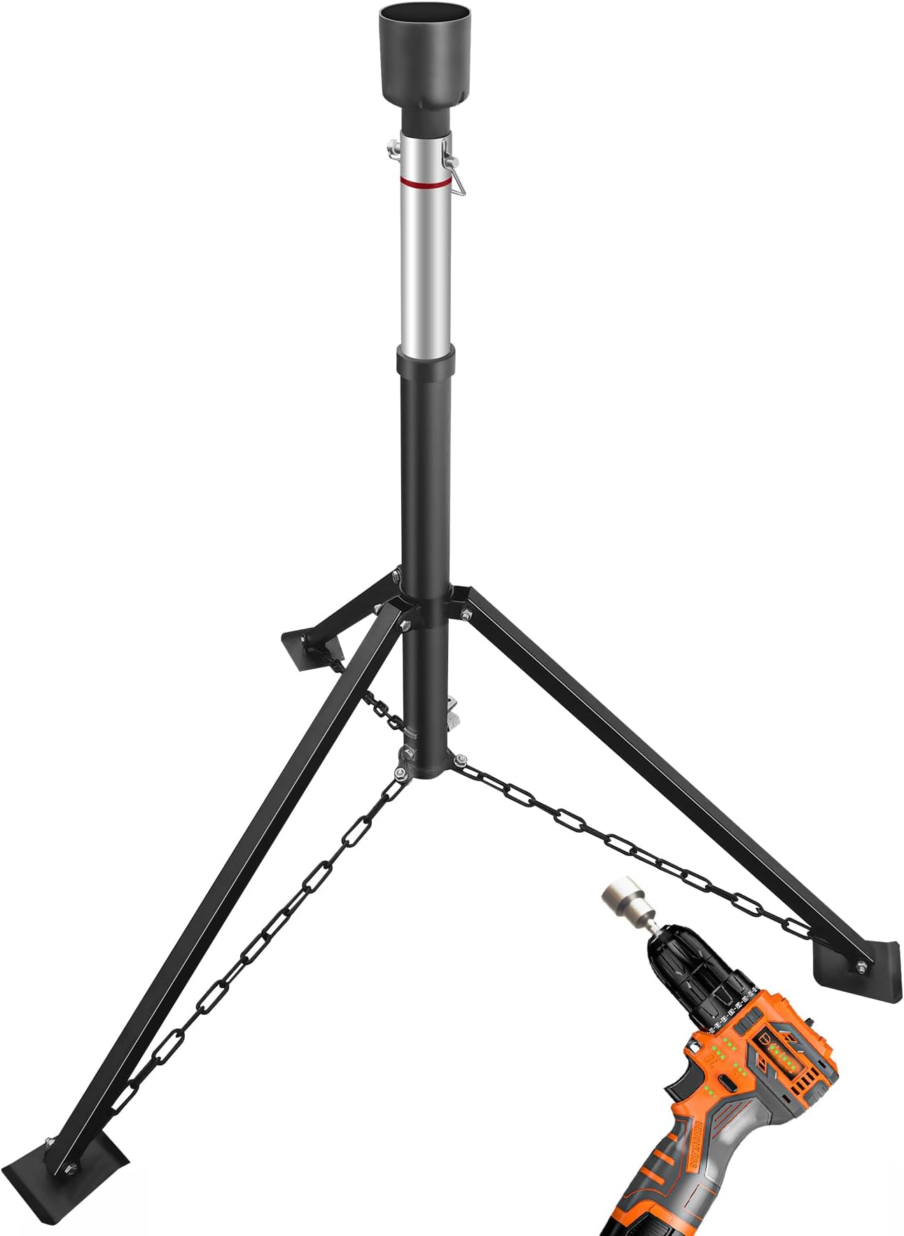 King Pin Tripod Stabilizer Jack for 5th Wheel Trailer（Drill Adjusted Heavy Duty Adjustable Fifth Stabilizer